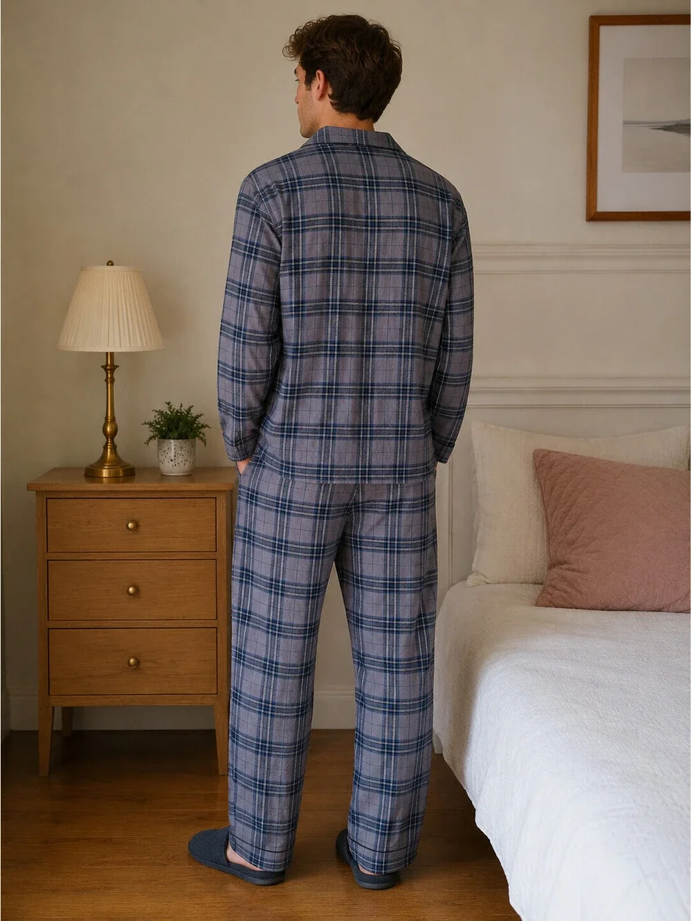 NWT High Sierra Mens Vintage Pajama Set M 100% Cotton Plaid Shirt Pants Sleepw